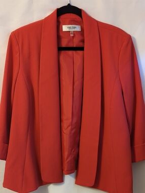 Jones Studio Coral-Red Open Front Blazer